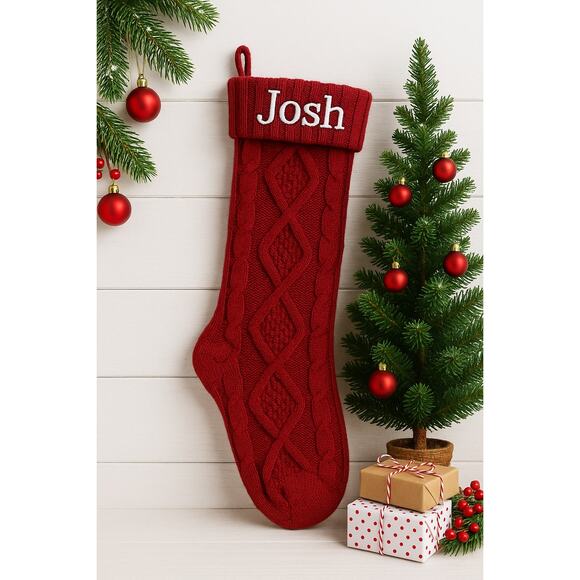 𝅺NEW Cable Knit “Josh” Christmas Stocking - Picture 1 of 3